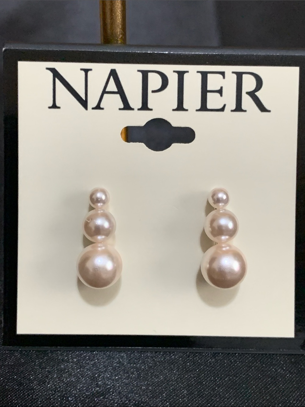 NWT Napier silver tone faux pearl earrings